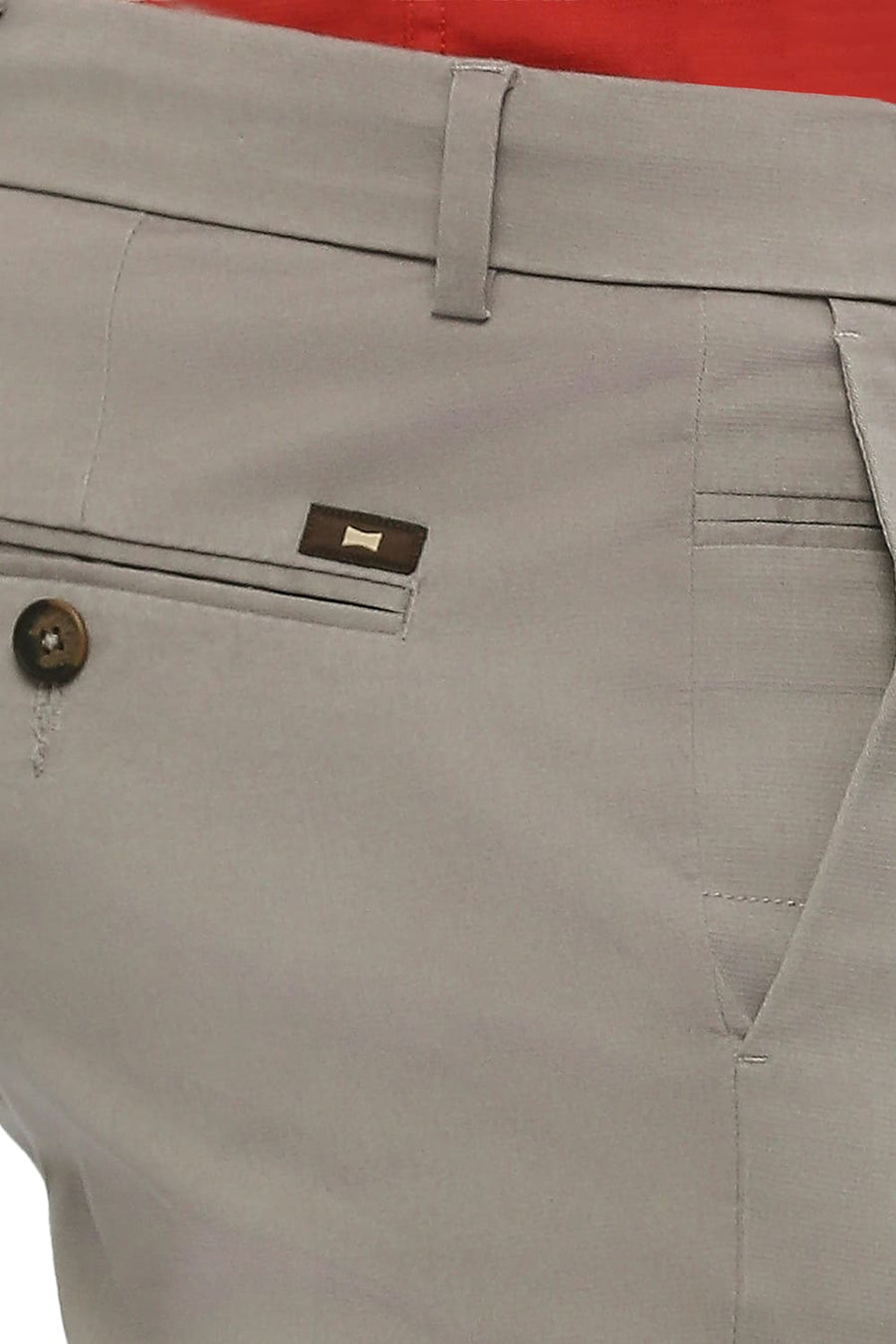 BASICS TAPERED FIT ZINC GREY COTTON STRETCH DOBBY TROUSERS