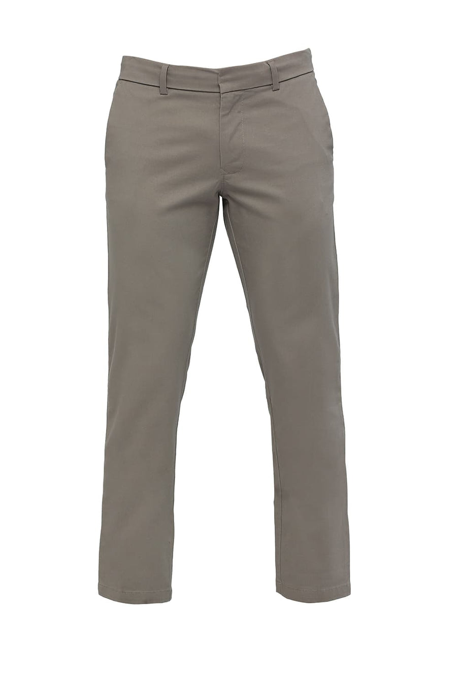 BASICS TAPERED FIT ZINC GREY COTTON STRETCH DOBBY TROUSERS