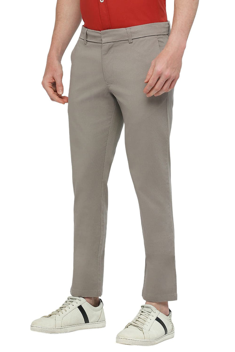 BASICS TAPERED FIT COTTON STRETCH DOBBY TROUSERS