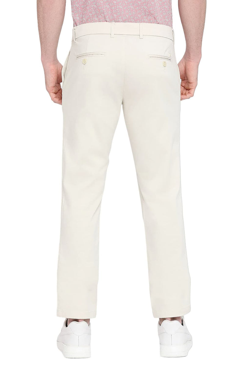 BASICS TAPERED FIT COTTON STRETCH DOBBY TROUSERS