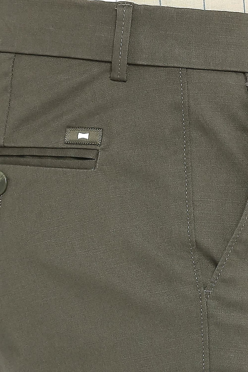 BASICS TAPERED FIT COTTON STRETCH DOBBY TROUSERS