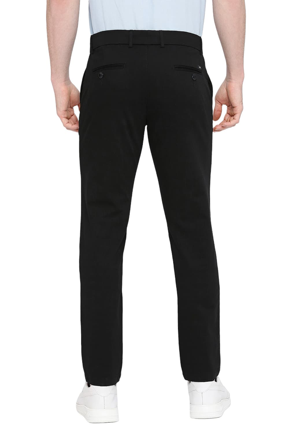 BASICS TAPERED FIT COTTON STRETCH DOBBY TROUSERS