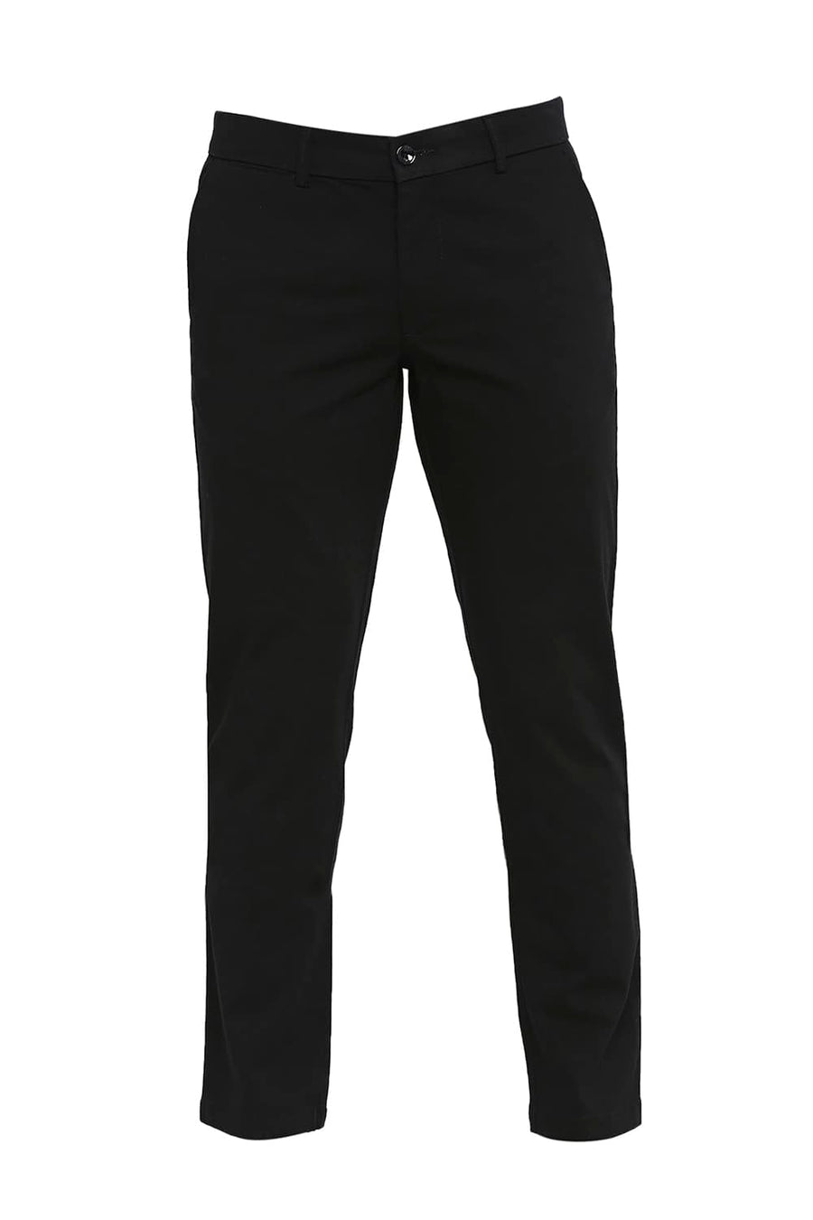 BASICS TAPERED FIT METEORITE BLACK COTTON STRETCH DOBBY TROUSERS
