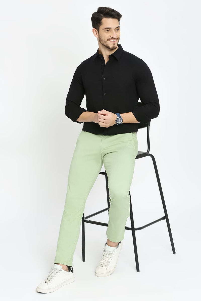 Tapered Fit Cotton Stretch Dobby Trousers