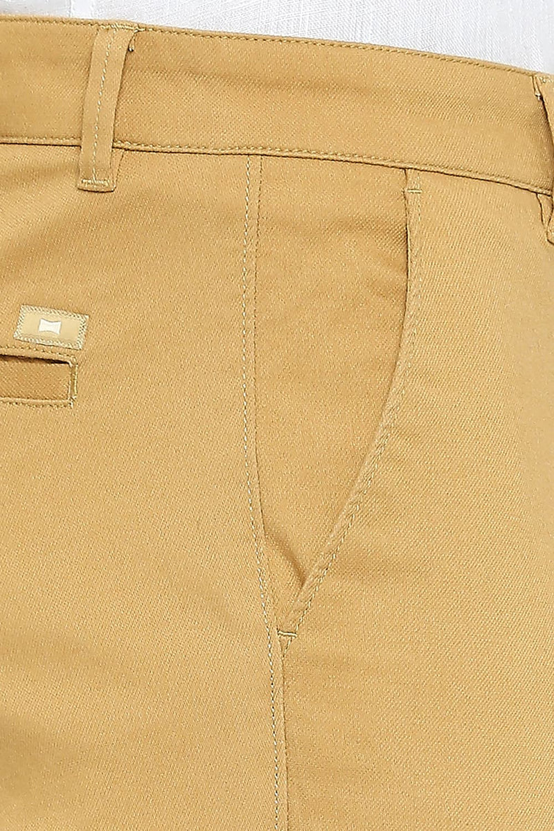 BASICS TAPERED FIT COTTON STRETCH DOBBY TROUSERS