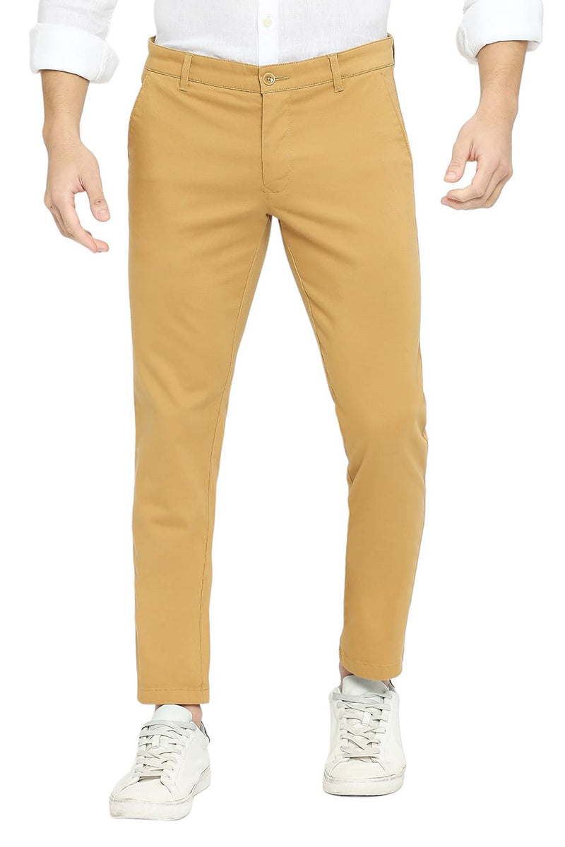 BASICS TAPERED FIT COTTON STRETCH DOBBY TROUSERS