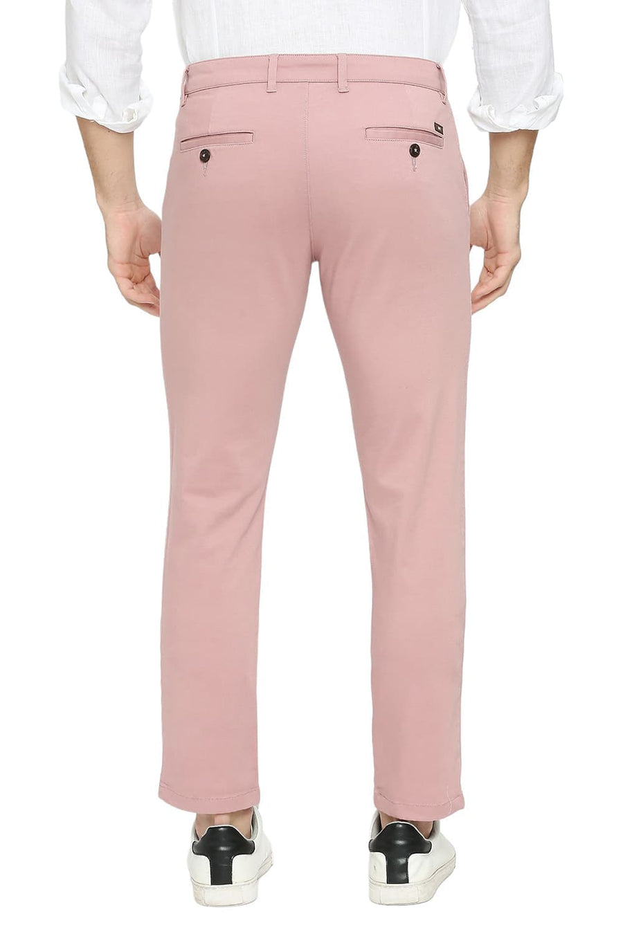 BASICS TAPERED FIT BURL WOOD COTTON STRETCH DOBBY TROUSERS