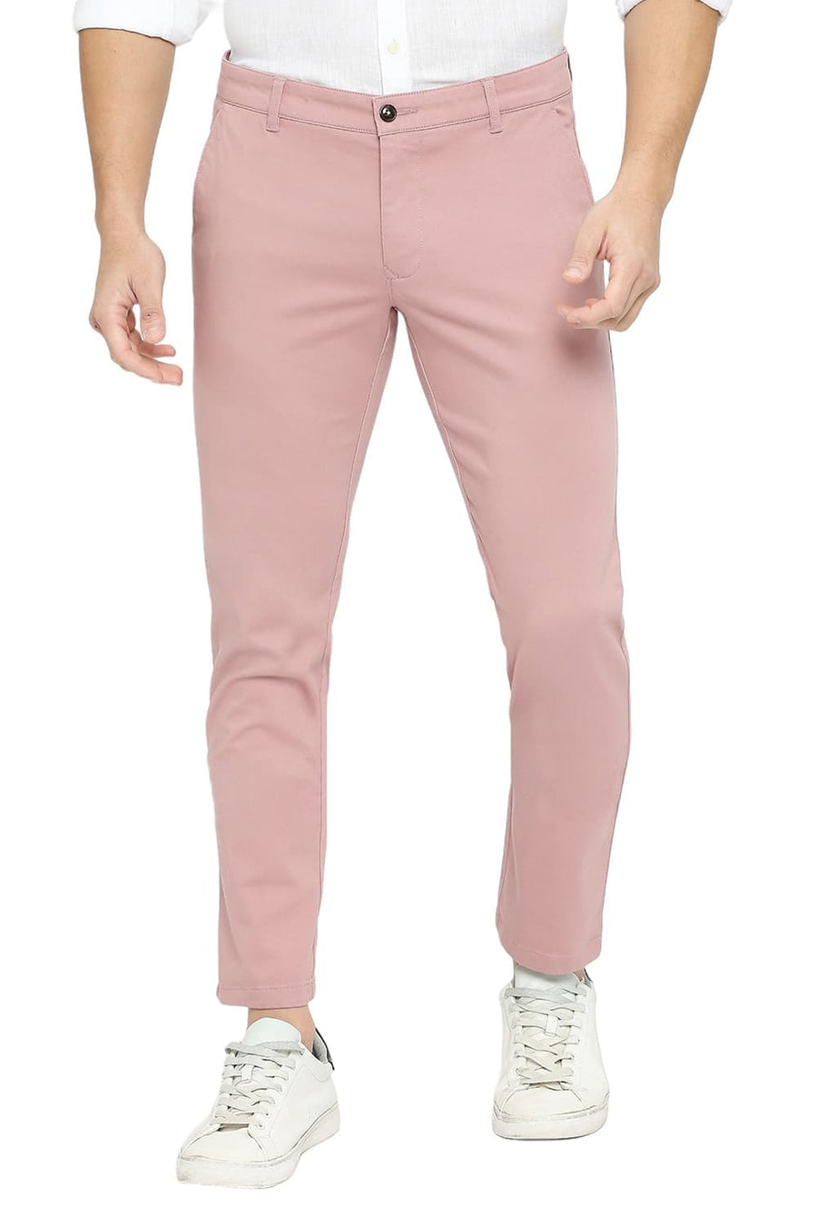 BASICS TAPERED FIT BURL WOOD COTTON STRETCH DOBBY TROUSERS