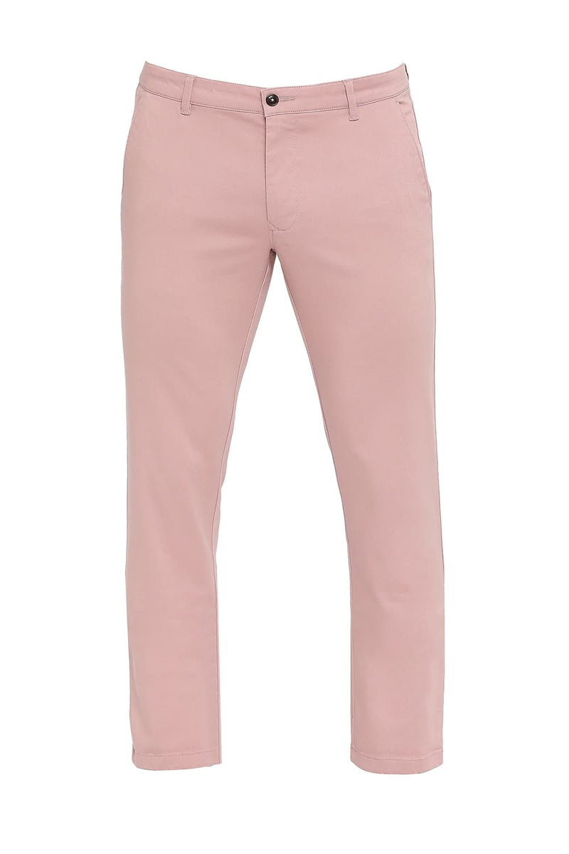 BASICS TAPERED FIT COTTON STRETCH DOBBY TROUSERS