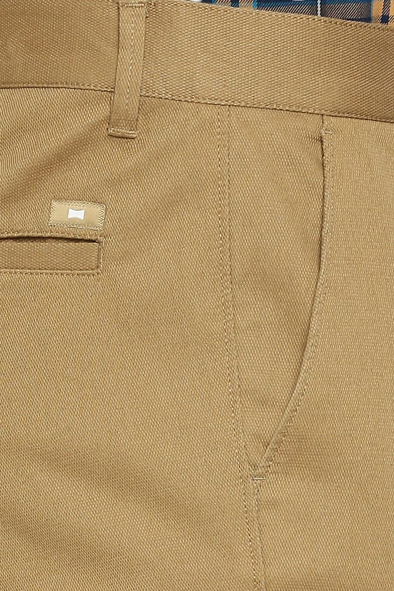 BASICS TAPERED FIT COTTON STRETCH DOBBY TROUSERS