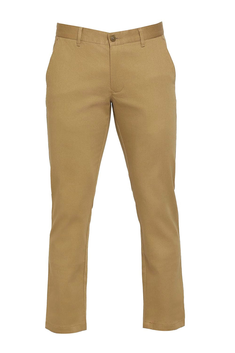 BASICS TAPERED FIT COTTON STRETCH DOBBY TROUSERS