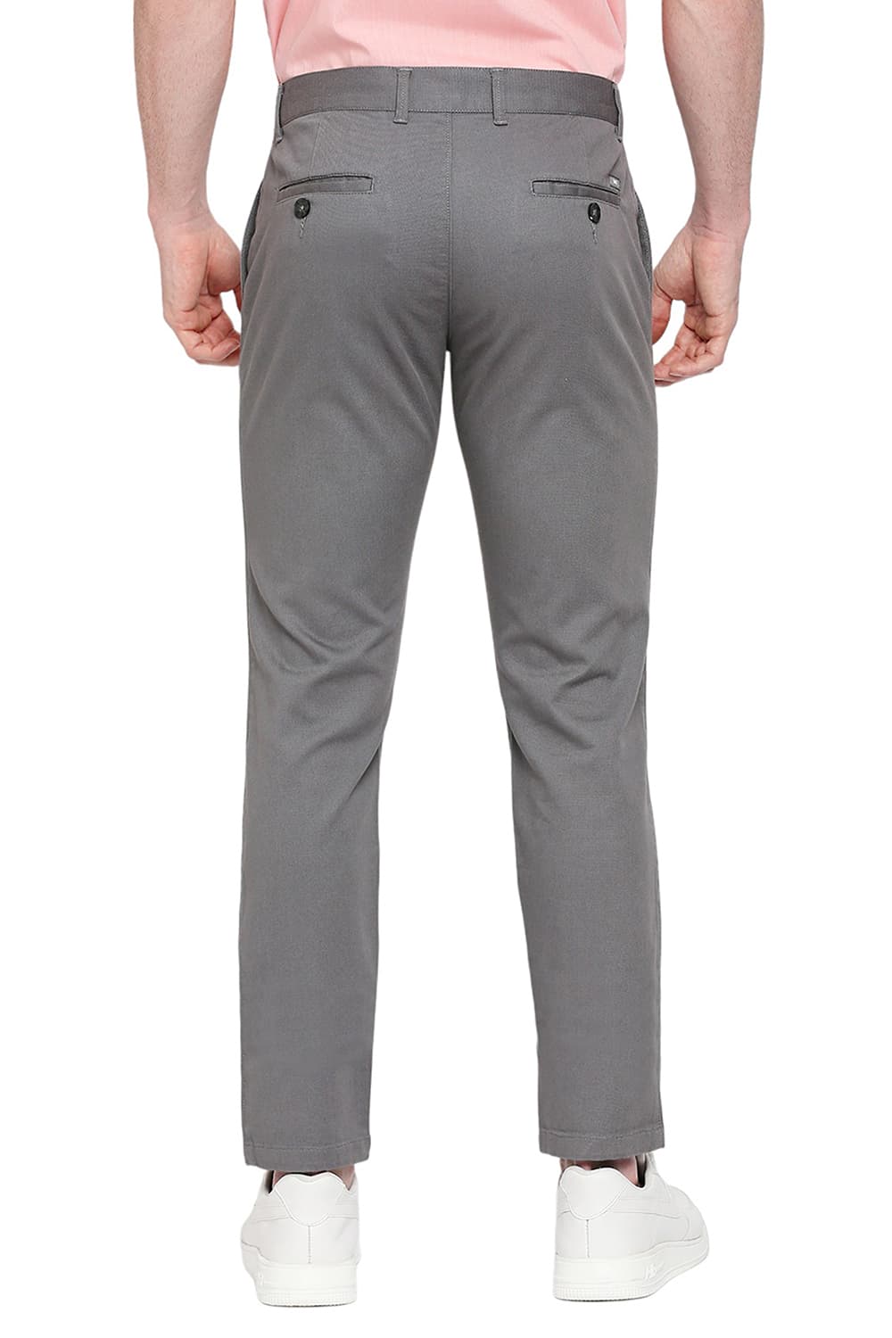 BASICS TAPERED FIT COTTON STRETCH DOBBY TROUSERS