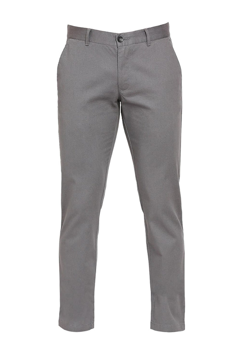 BASICS TAPERED FIT COTTON STRETCH DOBBY TROUSERS