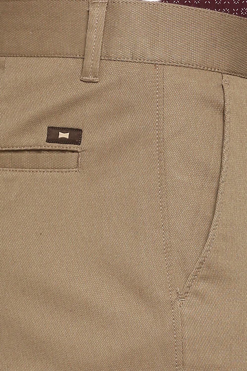 BASICS TAPERED FIT COTTON STRETCH DOBBY TROUSERS