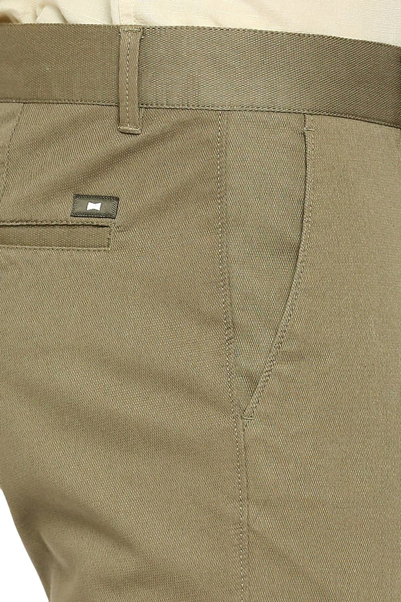 BASICS TAPERED FIT COTTON STRETCH DOBBY TROUSERS