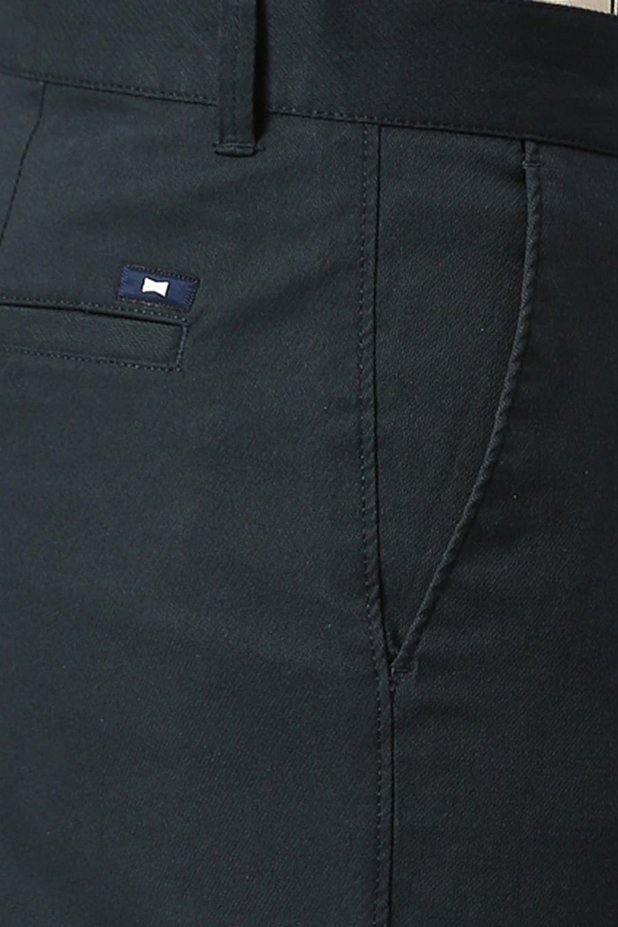 BASICS TAPERED FIT PONDEROSA TEAL COTTON STRETCH DOBBY TROUSERS