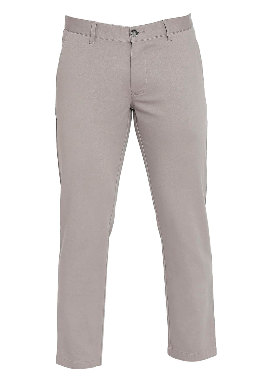 BASICS TAPERED FIT FLANNEL GREY COTTON STRETCH DOBBY TROUSERS