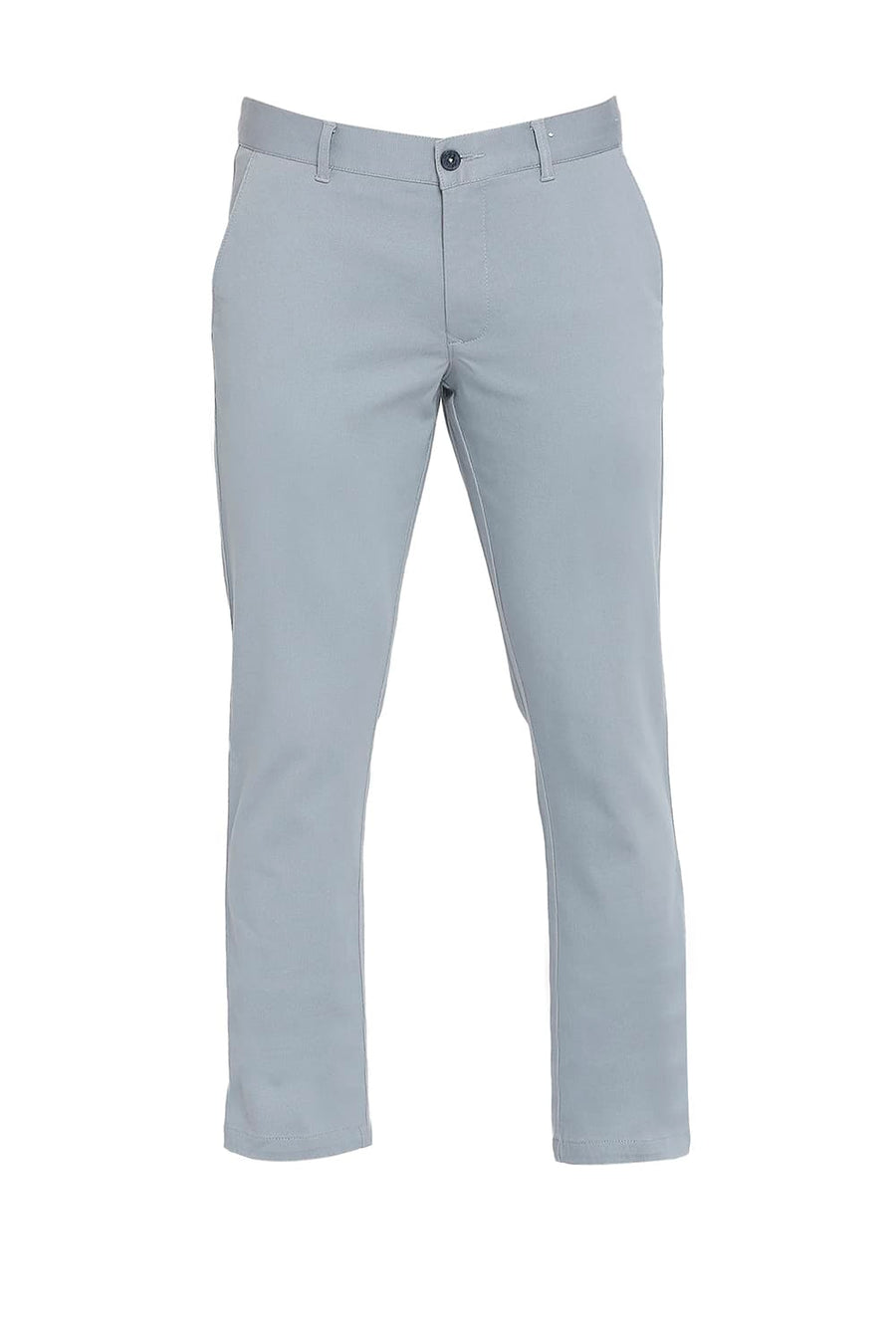 BASICS TAPERED FIT DARK SLATE BLUE COTTON STRETCH DOBBY TROUSERS