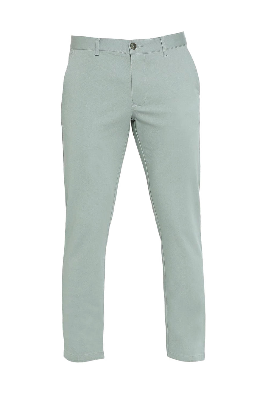 BASICS TAPERED FIT TRELLIS GREEN COTTON STRETCH DOBBY TROUSERS