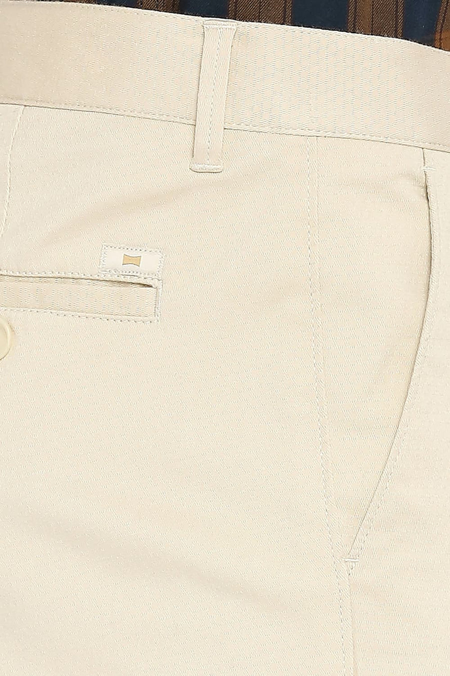 BASICS TAPERED FIT WOOD STONE COTTON STRETCH DOBBY TROUSERS