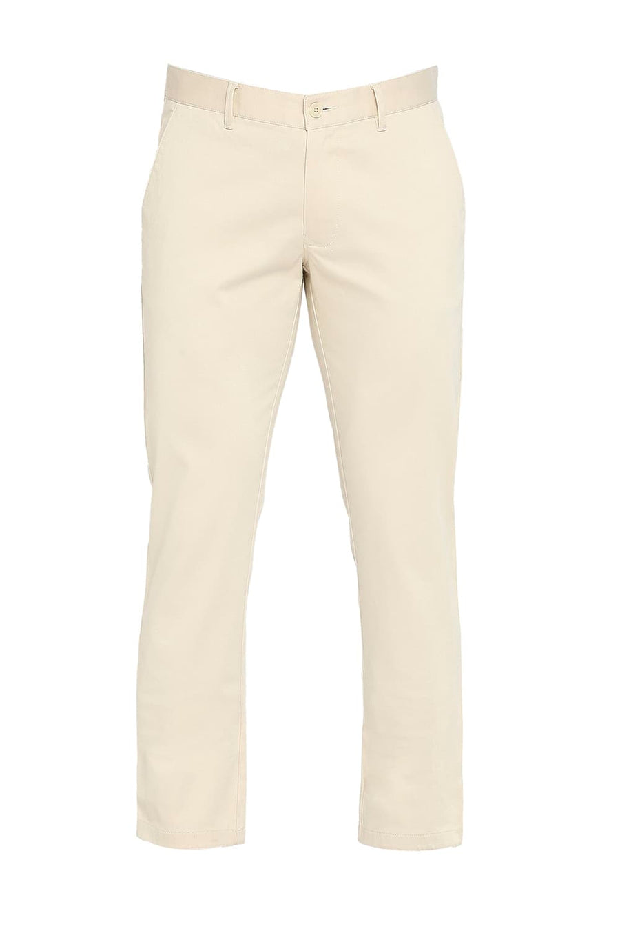BASICS TAPERED FIT WOOD STONE COTTON STRETCH DOBBY TROUSERS