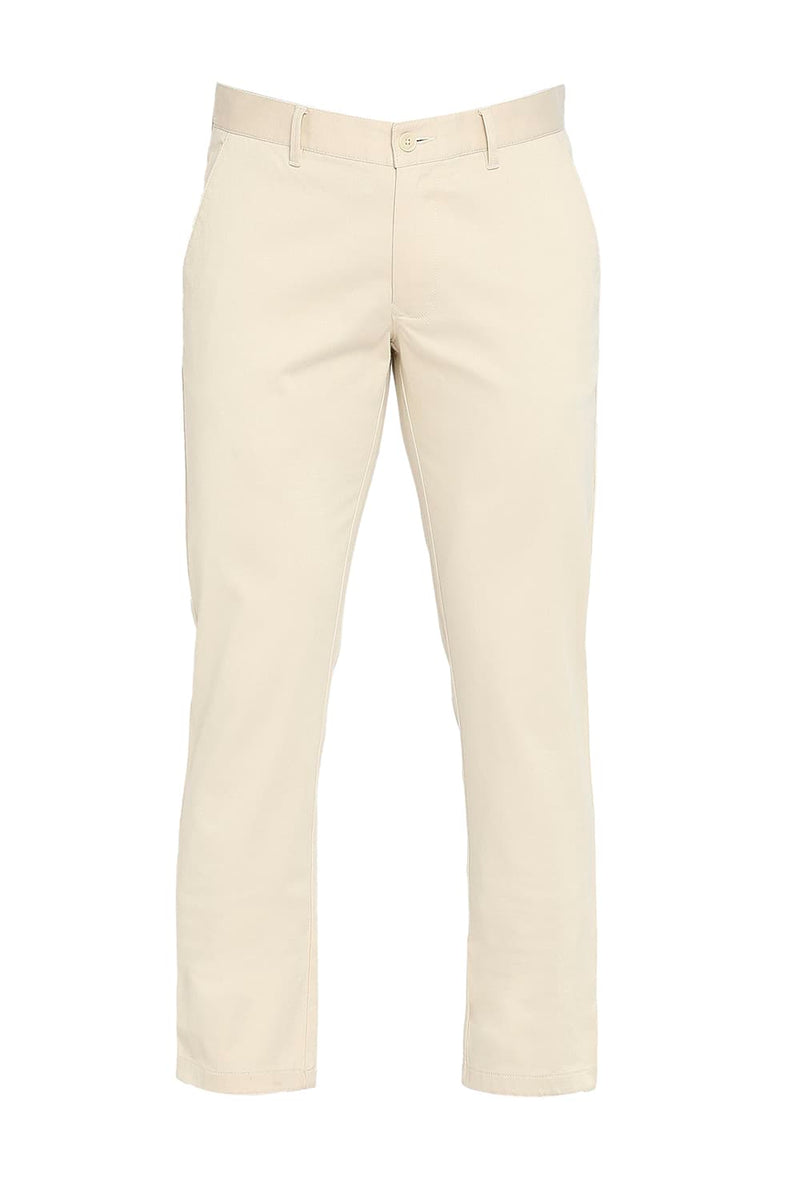 BASICS TAPERED FIT COTTON STRETCH DOBBY TROUSERS