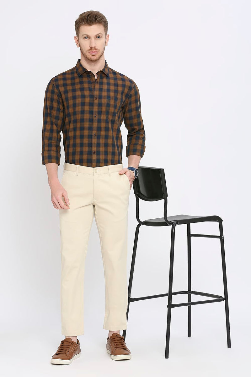 Tapered Fit Cotton Stretch Dobby Trousers