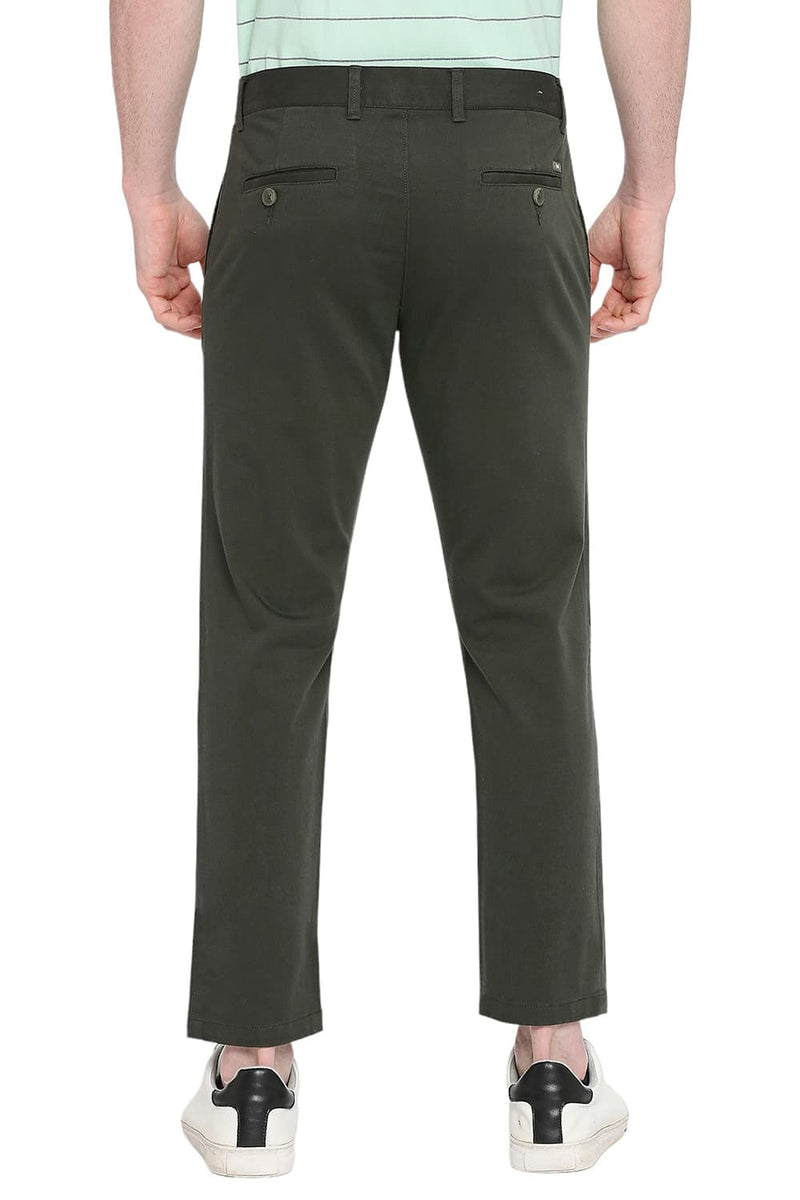 BASICS TAPERED FIT COTTON STRETCH DOBBY TROUSERS