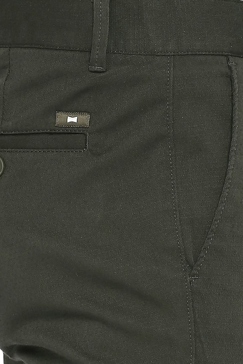 BASICS TAPERED FIT COTTON STRETCH DOBBY TROUSERS