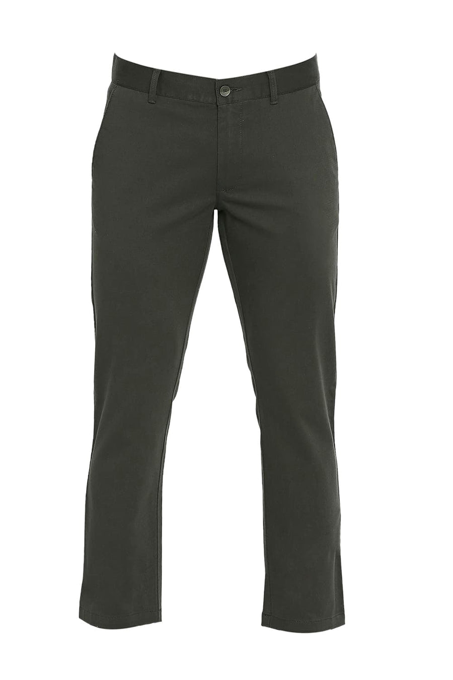 BASICS TAPERED FIT ROSIN GREEN COTTON STRETCH DOBBY TROUSERS