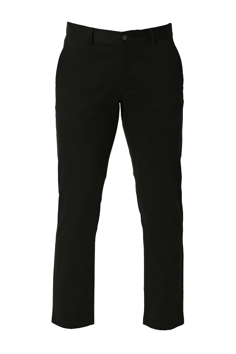 BASICS TAPERED FIT COTTON STRETCH DOBBY TROUSERS