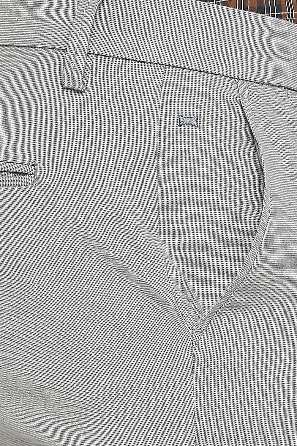 BASICS TAPERED FIT COTTON PLOYESTER STRETCH DOBBY TROUSERS