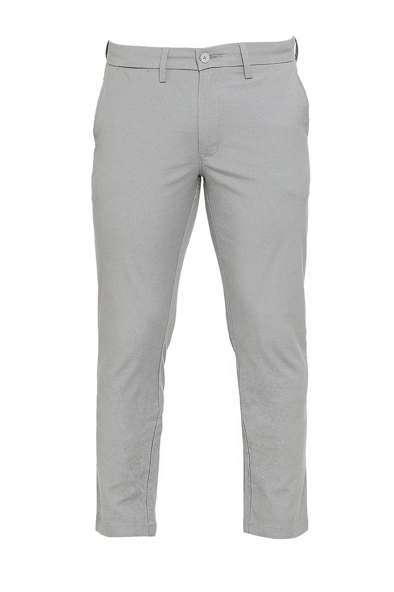 BASICS TAPERED FIT COTTON PLOYESTER STRETCH DOBBY TROUSERS