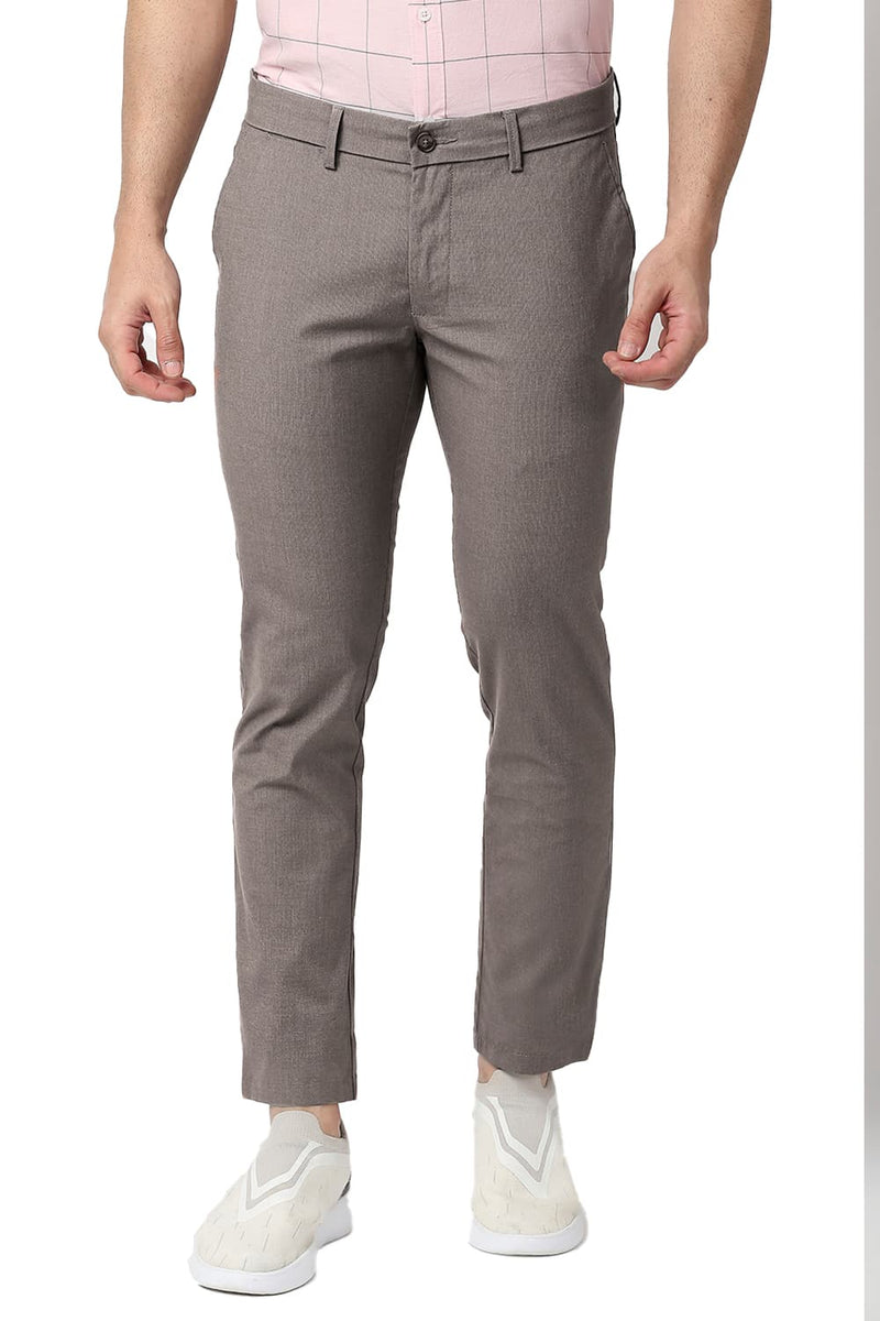 TAPERED FIT COTTON POLYESTER STRETCH TROUSERS