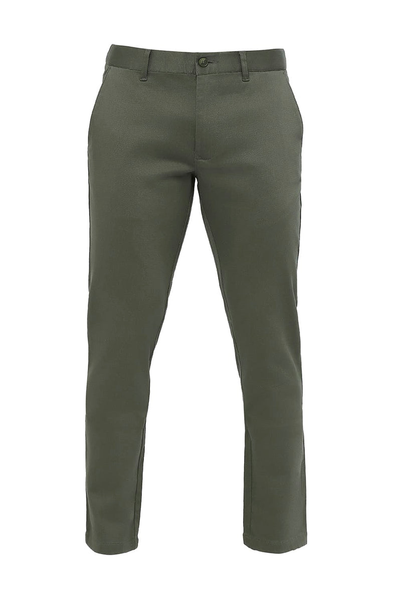 TAPERED FIT COTTON POLYESTER STRETCH TROUSERS