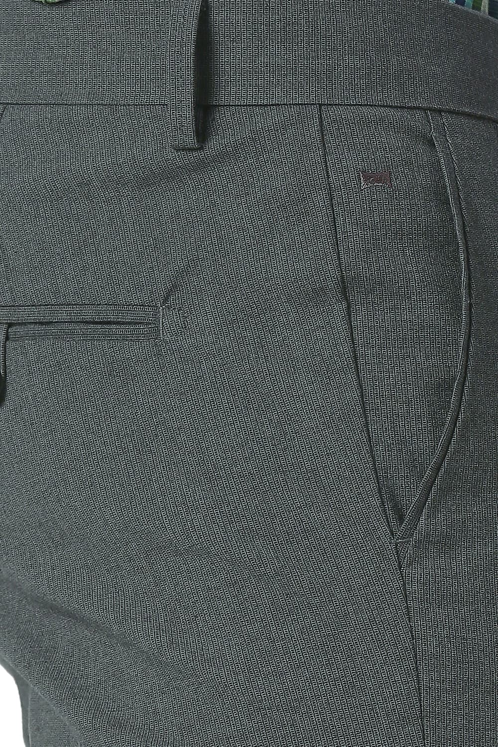 TAPERED FIT COTTON POLYESTER STRETCH TROUSERS