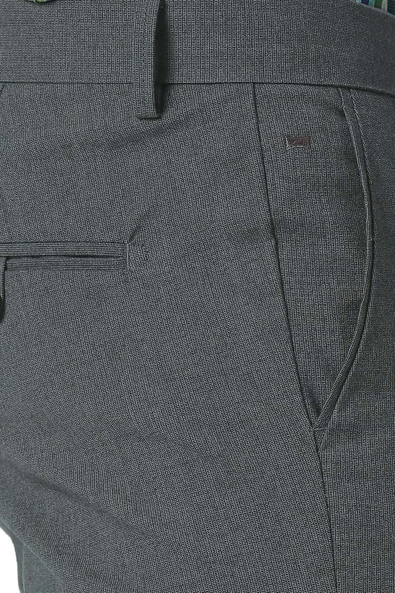 TAPERED FIT COTTON POLYESTER STRETCH TROUSERS