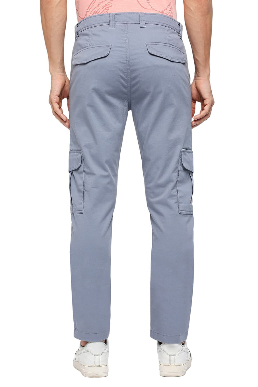 BASICS DRIFT FIT VINTAGE BLUE COTTON CARGO STRETCH DOBBY TROUSERS