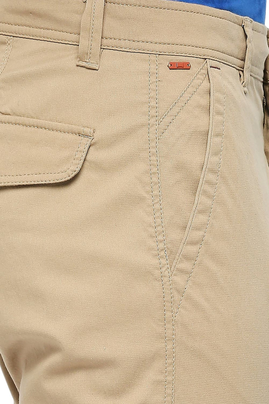 BASICS DRIFT FIT CANDIED KHAKI COTTON CARGO STRETCH DOBBY TROUSERS