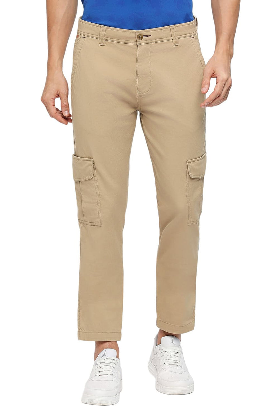 BASICS DRIFT FIT CANDIED KHAKI COTTON CARGO STRETCH DOBBY TROUSERS