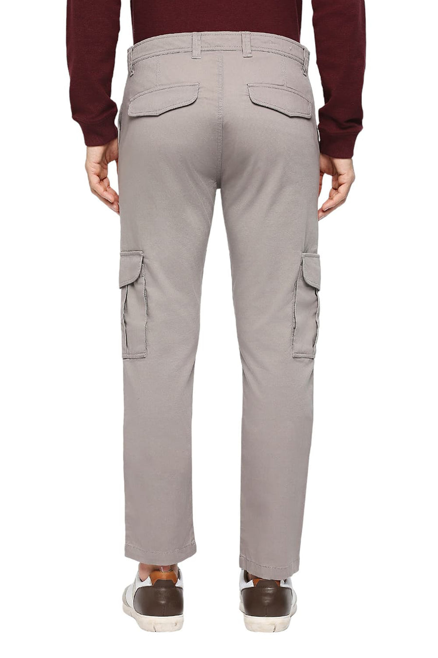 BASICS DRIFT FIT ZINC GREY COTTON CARGO STRETCH DOBBY TROUSERS