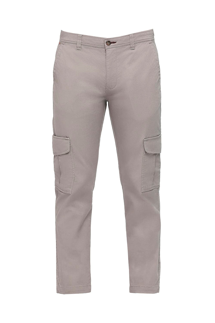 BASICS DRIFT FIT ZINC GREY COTTON CARGO STRETCH DOBBY TROUSERS
