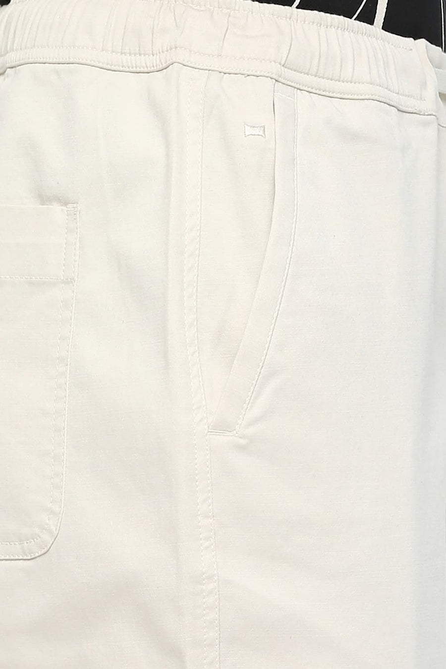 BASICS RELAXED FIT ALMOND STONE COTTON STRETCH DOBBY TROUSERS