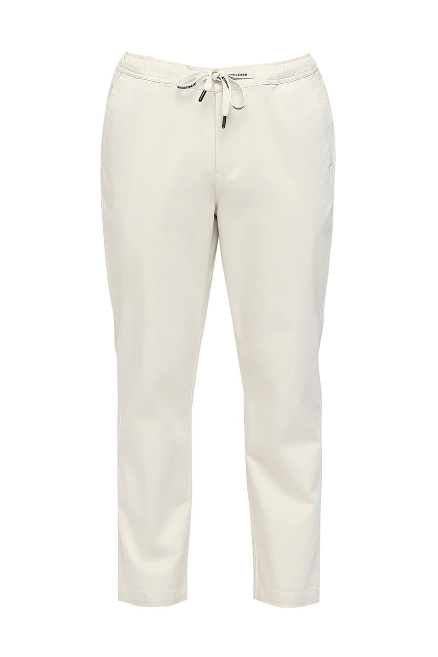 BASICS RELAXED FIT ALMOND STONE COTTON STRETCH DOBBY TROUSERS