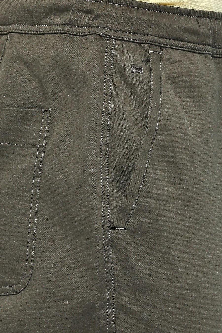 BASICS RELAXED FIT CUB BROWN COTTON STRETCH DOBBY TROUSERS