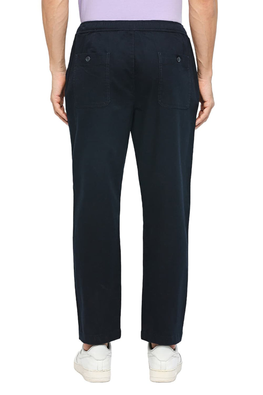 BASICS RELAXED FIT BELUGA GREEN COTTON STRETCH DOBBY TROUSERS