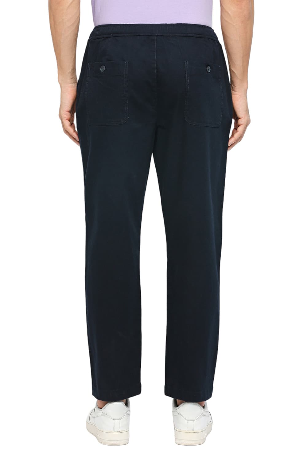 BASICS RELAXED FIT COTTON STRETCH DOBBY TROUSERS