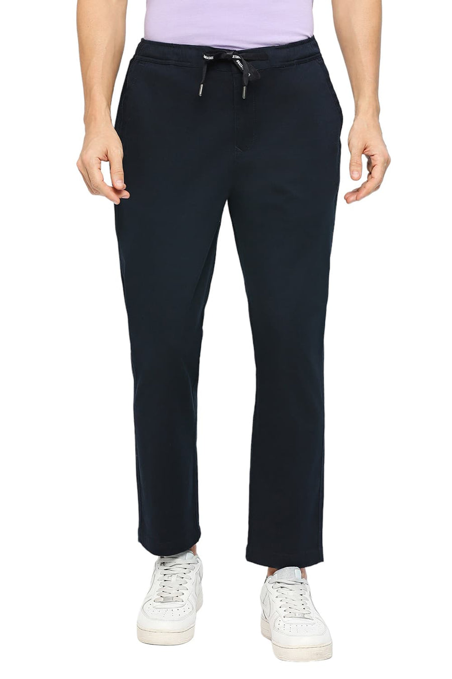 BASICS RELAXED FIT BELUGA GREEN COTTON STRETCH DOBBY TROUSERS