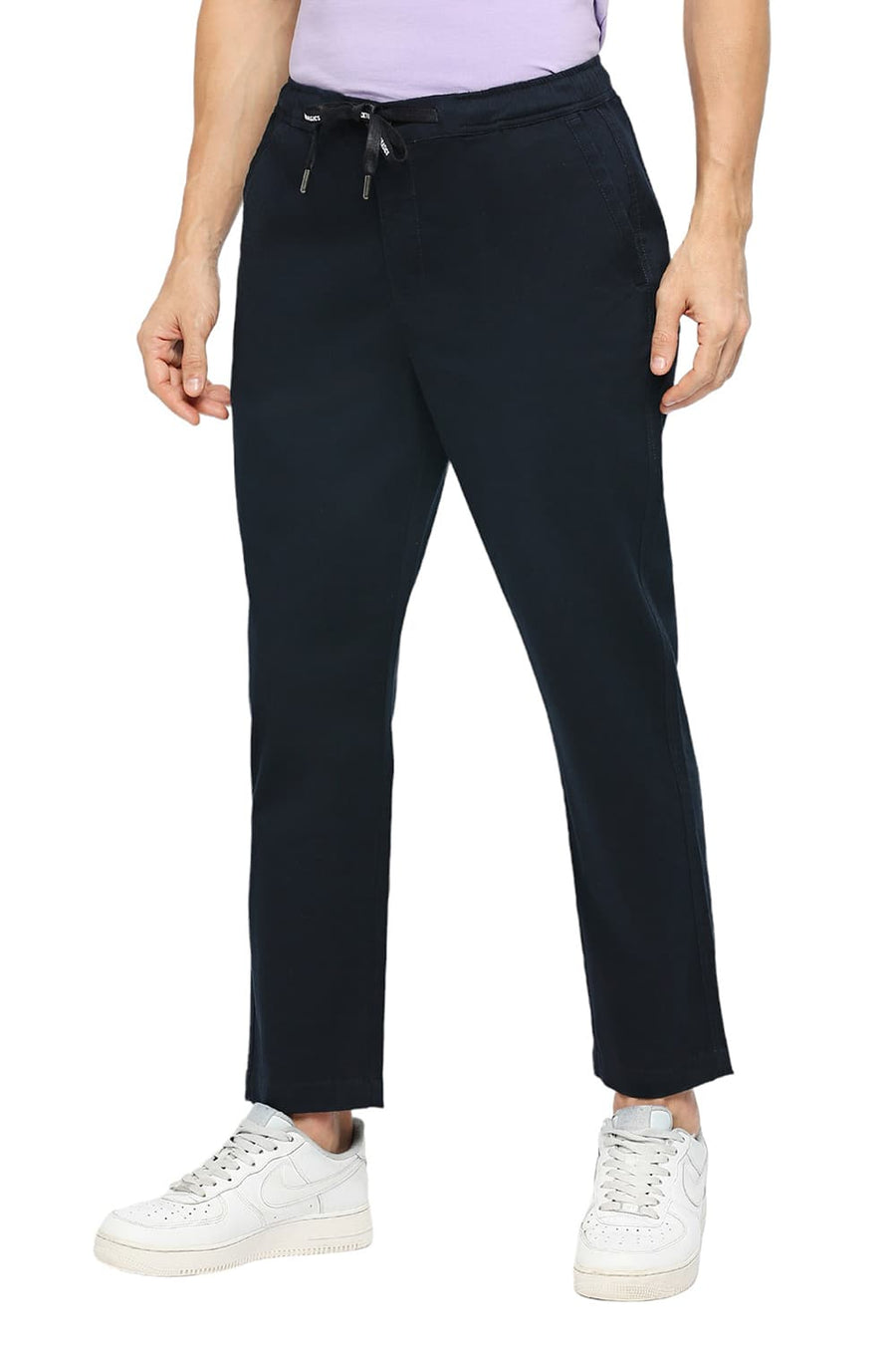 BASICS RELAXED FIT BELUGA GREEN COTTON STRETCH DOBBY TROUSERS