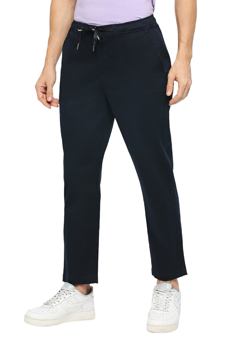 BASICS RELAXED FIT COTTON STRETCH DOBBY TROUSERS